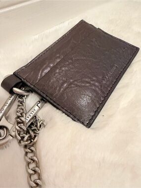 All Saints Leather Chain Card Holder - Black/Brown